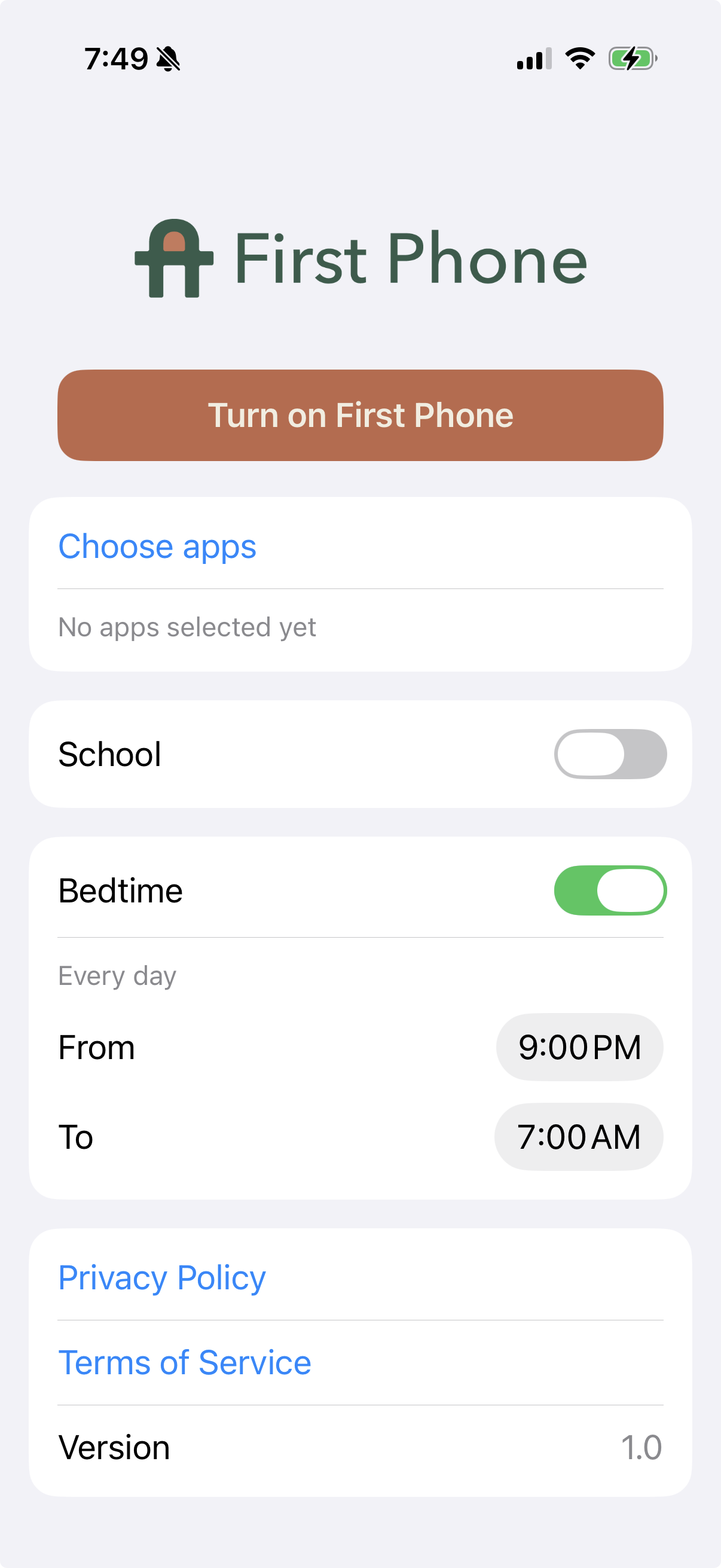 Schedule settings